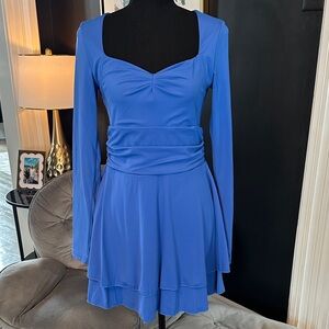 Chic Long Sleeve stretch mini M Blue Dress NWOT